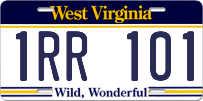 WV license plate 1RR101