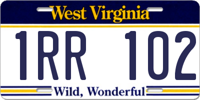 WV license plate 1RR102
