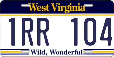 WV license plate 1RR104