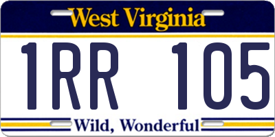 WV license plate 1RR105