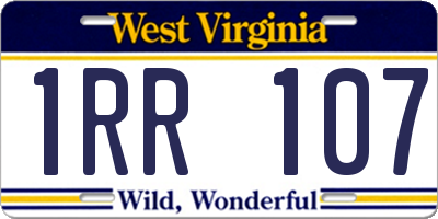 WV license plate 1RR107