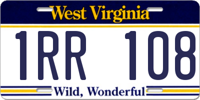 WV license plate 1RR108