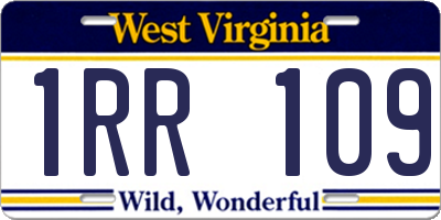 WV license plate 1RR109