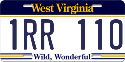 WV license plate 1RR110