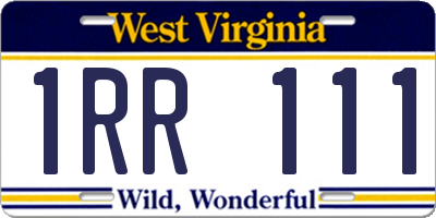WV license plate 1RR111