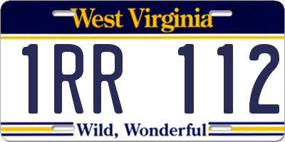 WV license plate 1RR112