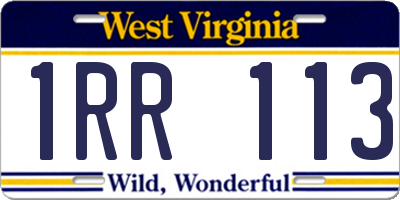 WV license plate 1RR113