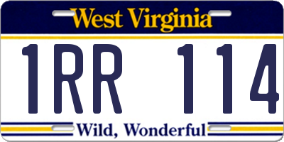 WV license plate 1RR114