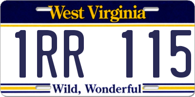 WV license plate 1RR115