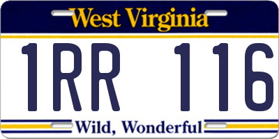 WV license plate 1RR116