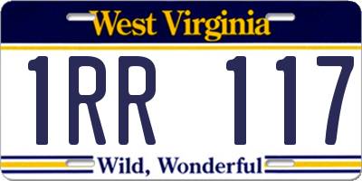 WV license plate 1RR117