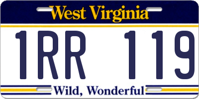 WV license plate 1RR119