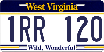WV license plate 1RR120