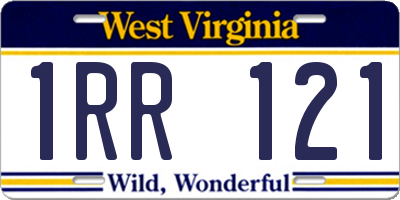 WV license plate 1RR121
