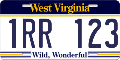 WV license plate 1RR123