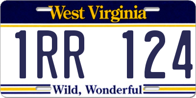 WV license plate 1RR124