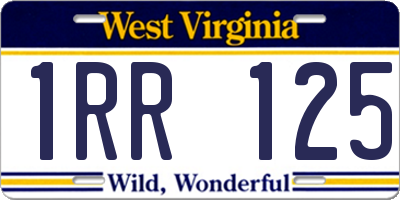 WV license plate 1RR125