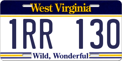 WV license plate 1RR130