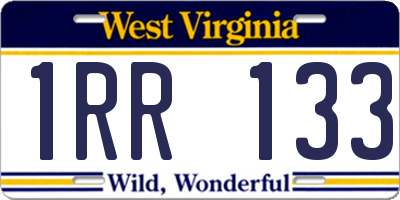 WV license plate 1RR133