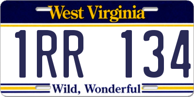 WV license plate 1RR134