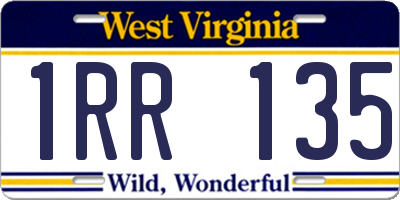 WV license plate 1RR135