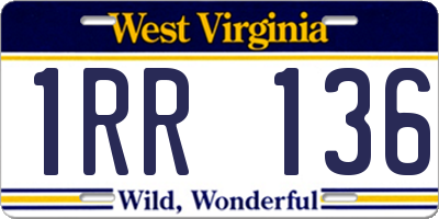 WV license plate 1RR136