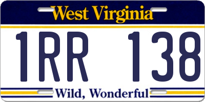 WV license plate 1RR138