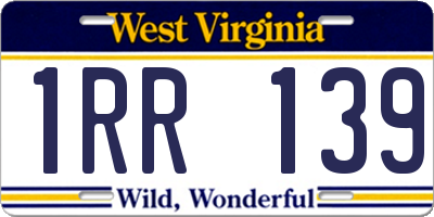 WV license plate 1RR139