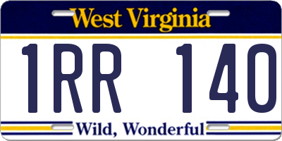 WV license plate 1RR140