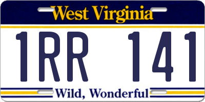 WV license plate 1RR141