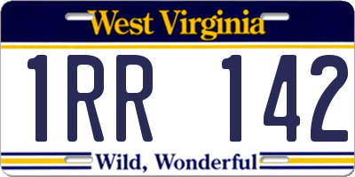 WV license plate 1RR142