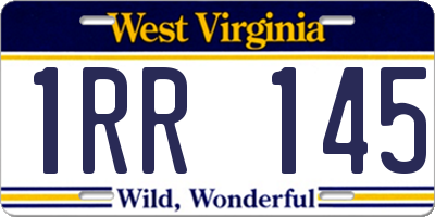 WV license plate 1RR145