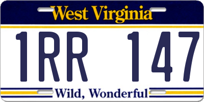 WV license plate 1RR147