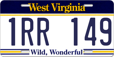 WV license plate 1RR149