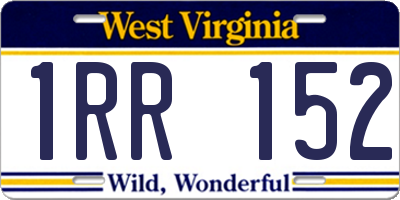 WV license plate 1RR152