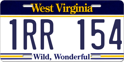 WV license plate 1RR154