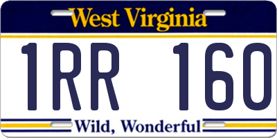 WV license plate 1RR160