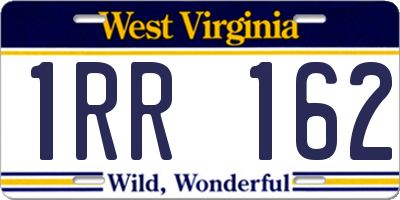 WV license plate 1RR162