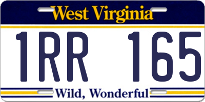 WV license plate 1RR165