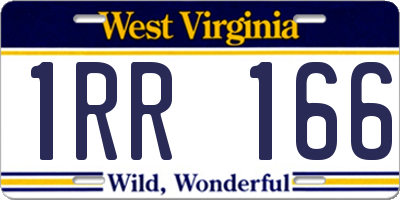 WV license plate 1RR166