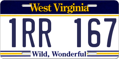 WV license plate 1RR167