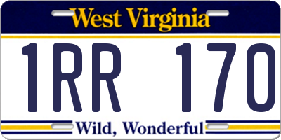 WV license plate 1RR170
