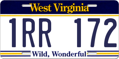 WV license plate 1RR172
