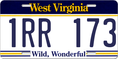 WV license plate 1RR173