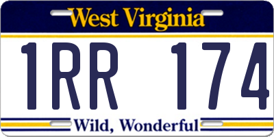 WV license plate 1RR174