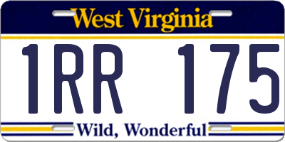 WV license plate 1RR175