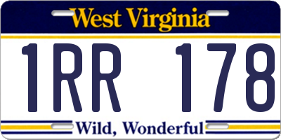 WV license plate 1RR178