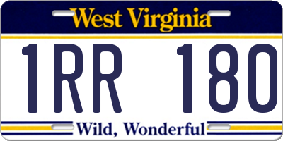WV license plate 1RR180
