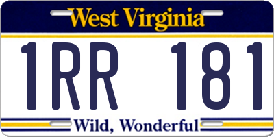 WV license plate 1RR181