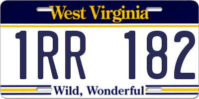 WV license plate 1RR182